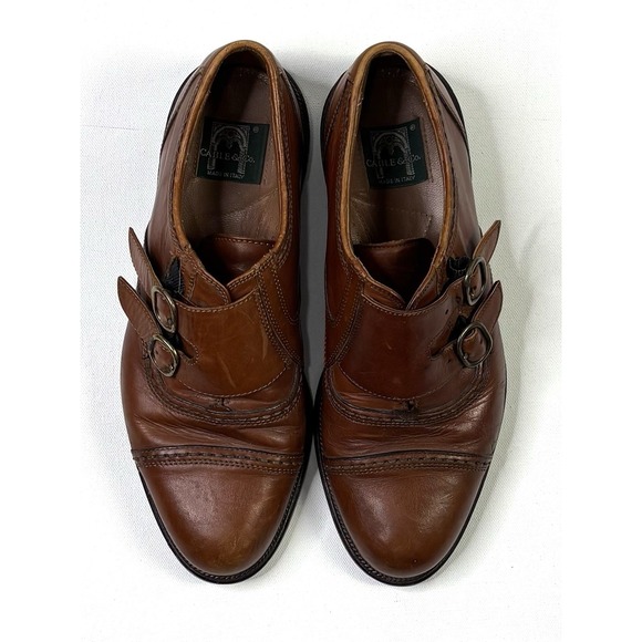 Cable & Co Shoes Mens 8.5 Double Monk Strap Loafers Dress Brown Leather Italy